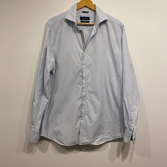 Massimo Dutti Light Blue Collared Long Sleeve Button Down Top Size XL - Picture 1 of 4